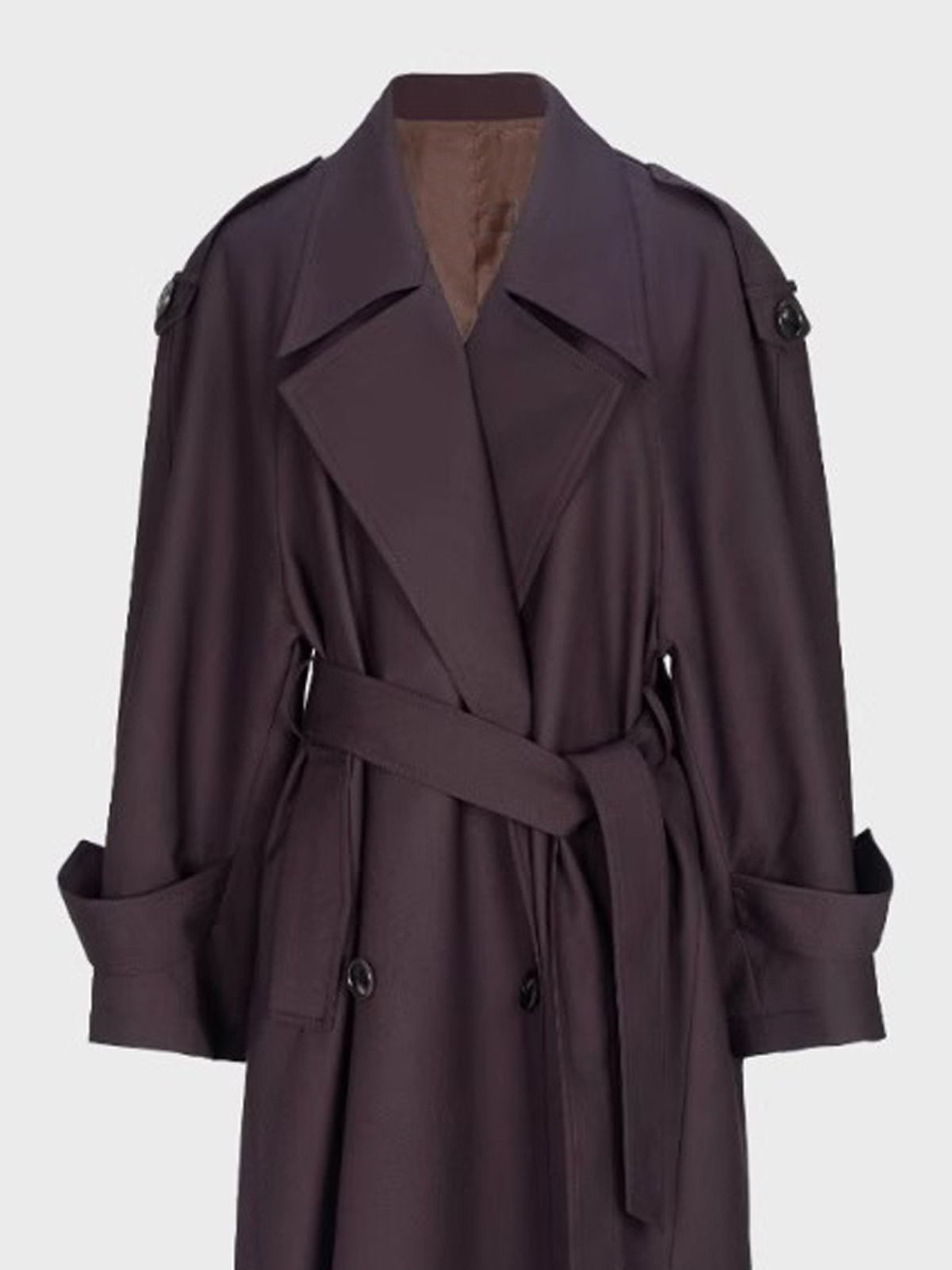 Trench Coat Formal - Lautaro İlkbahar Sonbahar Büyük Boy Haki