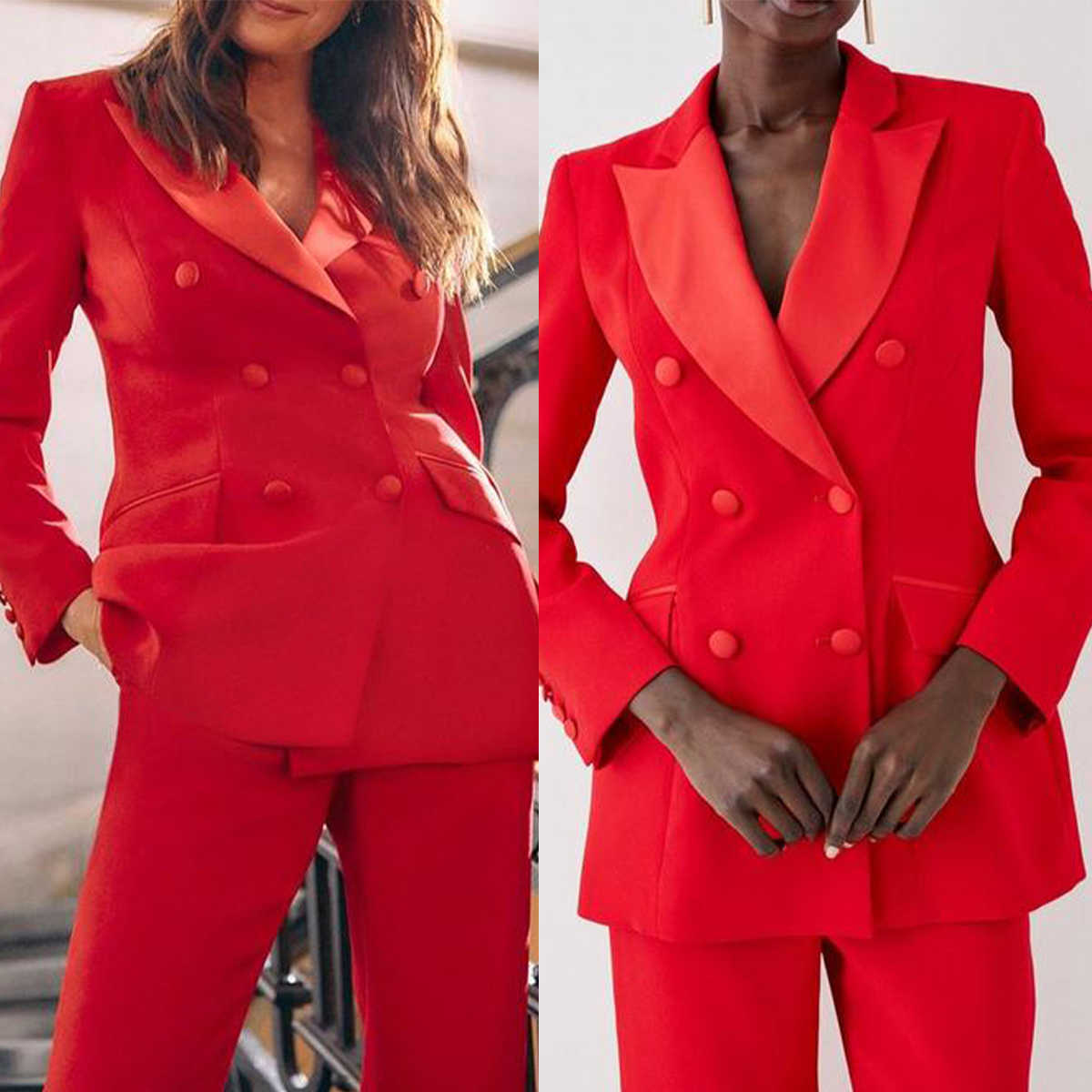 Women Formal Wear For Graduation - Resmi Kırmızı Kadın Pantolon Takım Elbise
