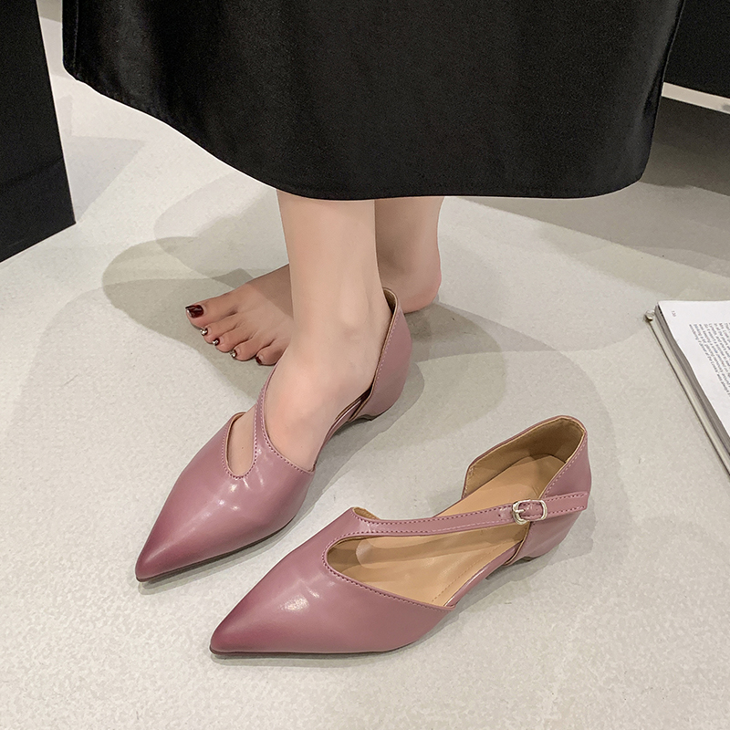 Pump Heel Block - Fransız Sivri Burunlu Sandaletler Kadın Yazlık