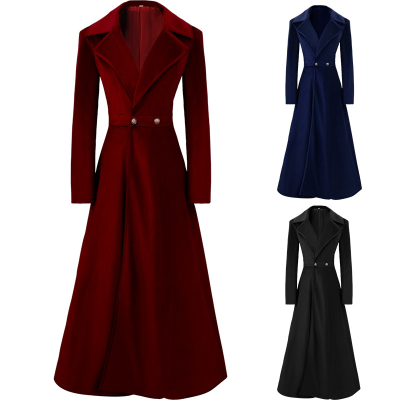 Trench Coat Formal - Kadınlar için 19. yüzyıl zarif çentikli