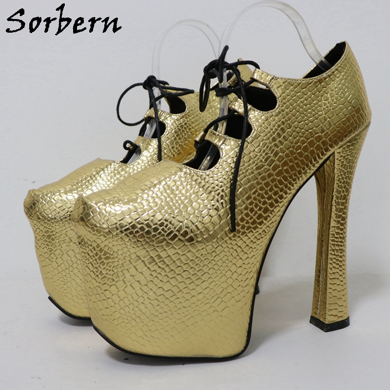 Sorbern Altın Timsah 20 Cm Pom - Pump Heel Block incelemesi ve fiyatı