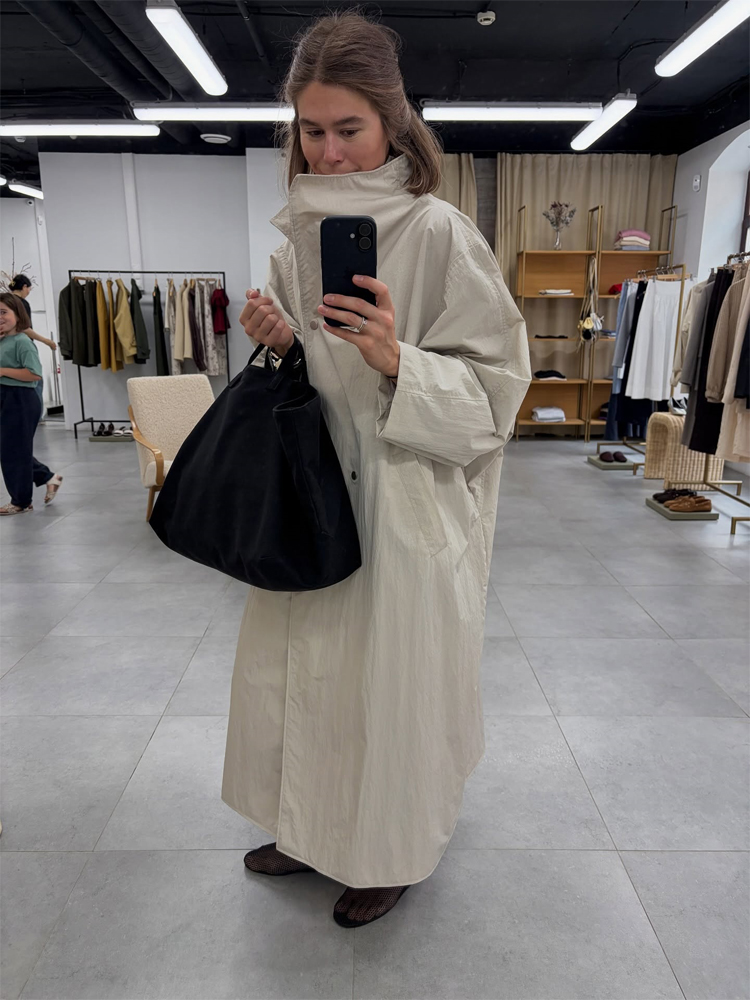 Kırık Beyaz Büyük Beden Uzun T - Trench Coat Formal incelemesi ve fiyatı