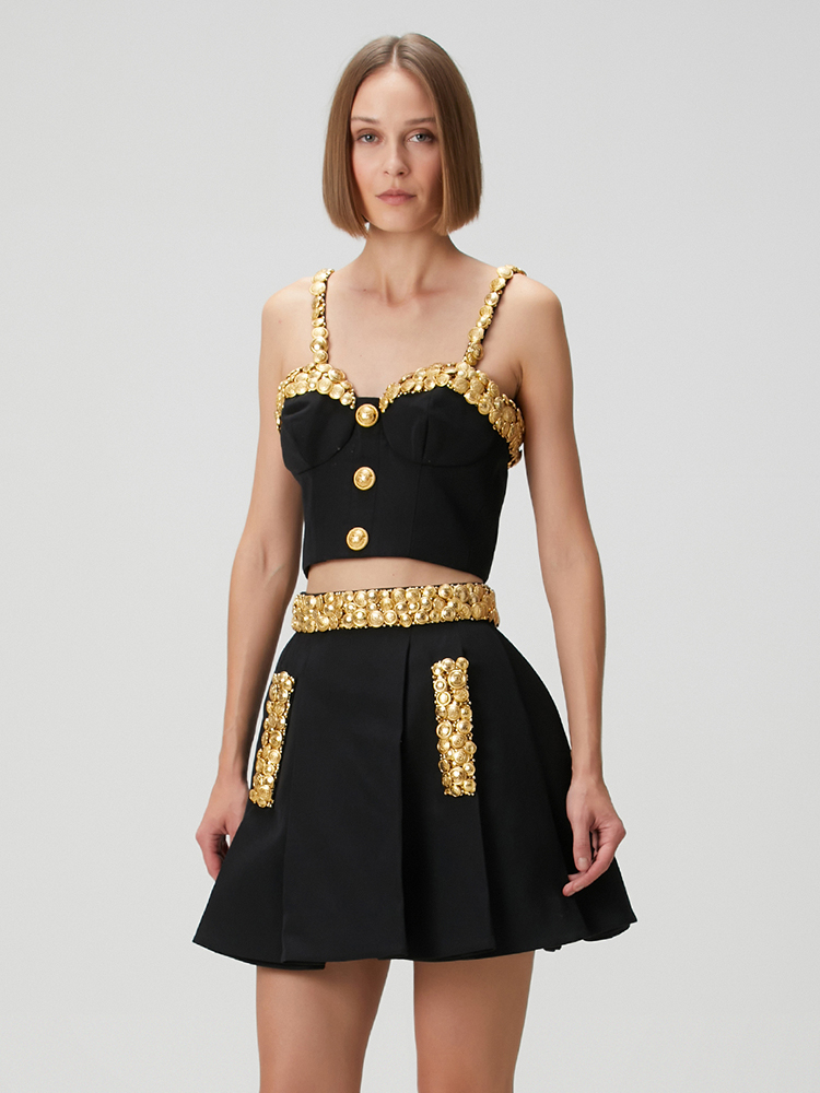 Altın Düğmeli VC Siyah İki Par - Women Formal Wear With Skirt incelemesi ve fiyatı