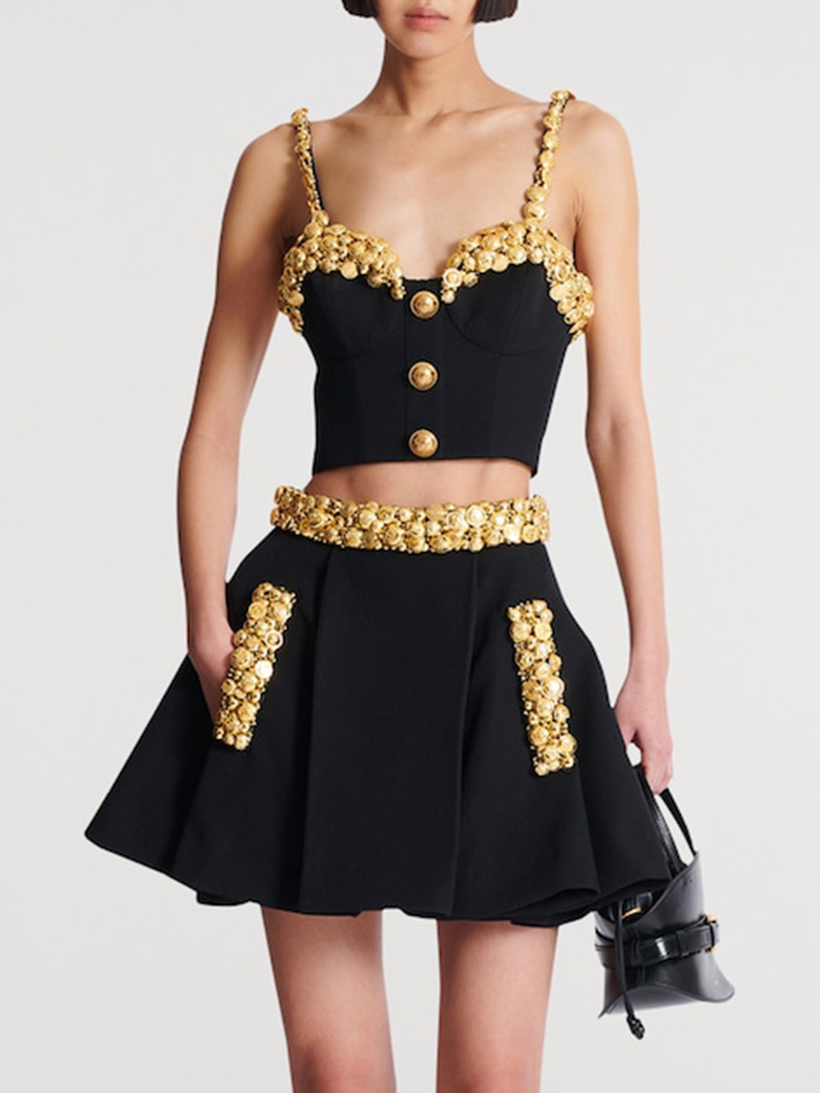 Altın Düğmeli VC Siyah İki Par - Women Formal Wear With Skirt incelemesi ve fiyatı