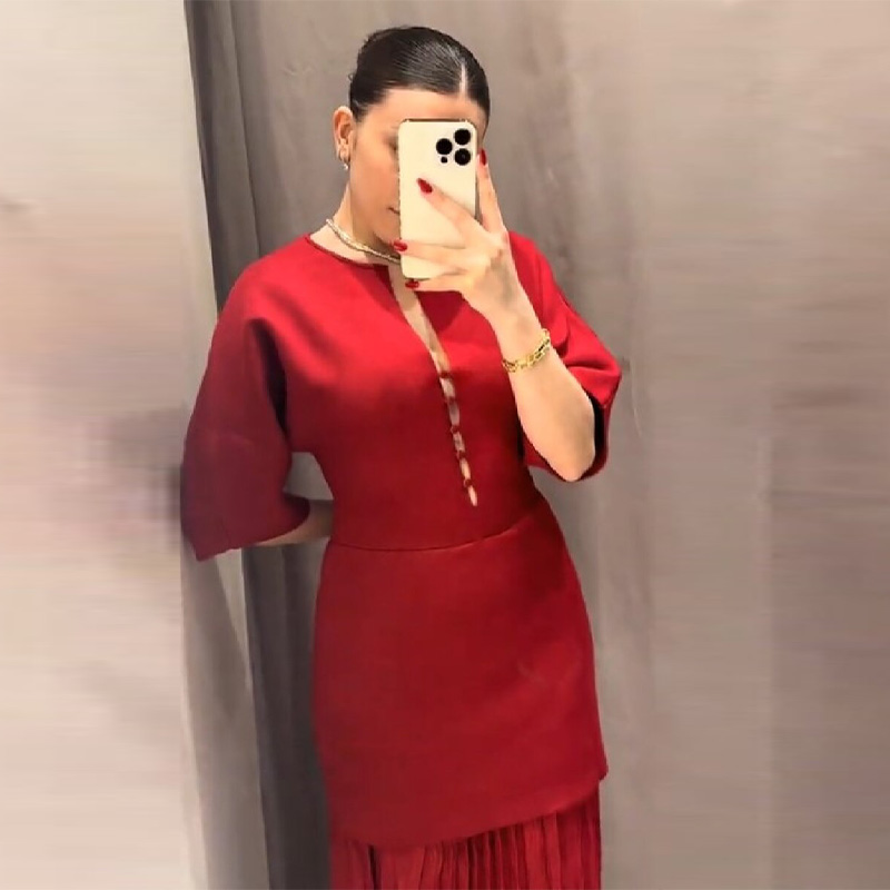 Kadın Zarif Bordo Pileli Maxi  - Women Formal Wear With Skirt incelemesi ve fiyatı