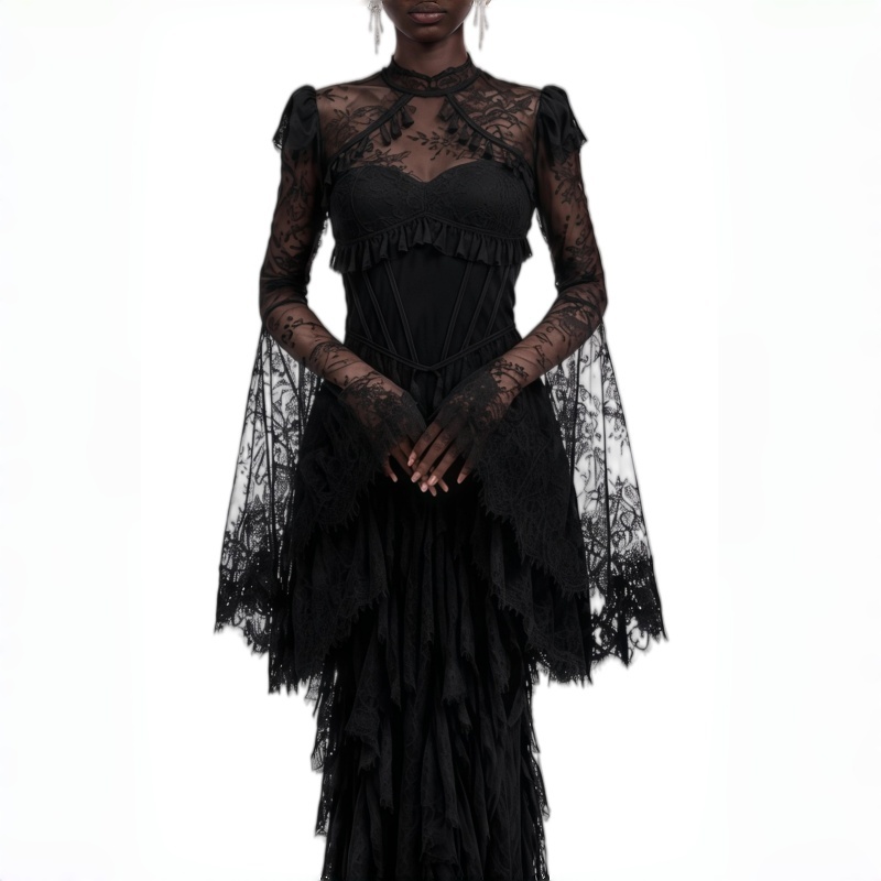 Dantelli, Yüksek Bel, Siyah, B - Women'S Gothic Formal Wear incelemesi ve fiyatı